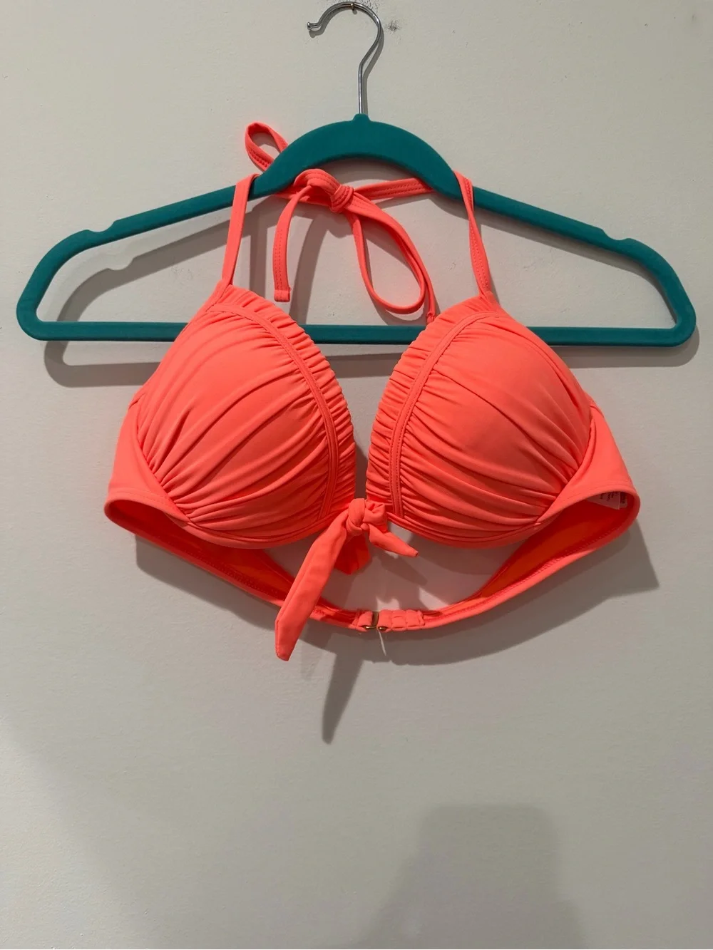 Women’s Coral Ruched Halter Bikini Top